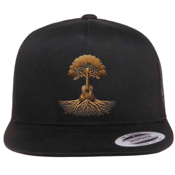 Guitar Player Tree Guitarist Flat Bill Trucker Hat