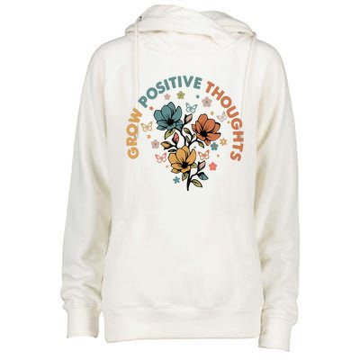 Grow Positive Thoughts Growth Mindset Womens Funnel Neck Pullover Hood