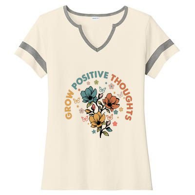 Grow Positive Thoughts Growth Mindset Ladies Halftime Notch Neck Tee