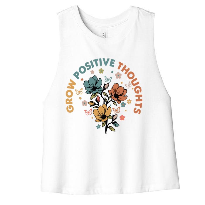 Grow Positive Thoughts Growth Mindset Women's Racerback Cropped Tank