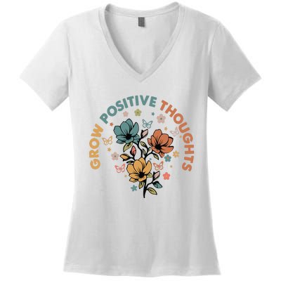 Grow Positive Thoughts Growth Mindset Women's V-Neck T-Shirt