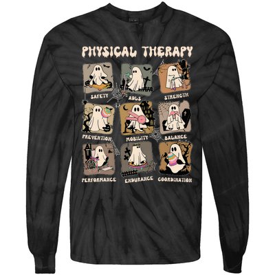 Ghost Physical Therapy Pt Physical Therapist Halloween Tie-Dye Long Sleeve Shirt