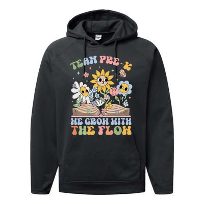 Groovy Preschool Teacher Team Prek Grow With The Flow Performance Fleece Hoodie