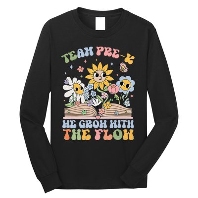 Groovy Preschool Teacher Team Prek Grow With The Flow Long Sleeve Shirt