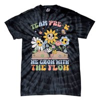 Groovy Preschool Teacher Team Prek Grow With The Flow Tie-Dye T-Shirt