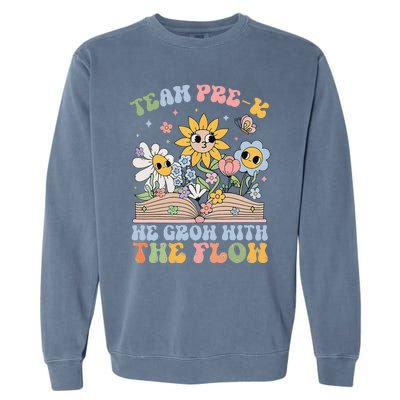 Groovy Preschool Teacher Team Prek Grow With The Flow Garment-Dyed Sweatshirt