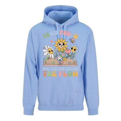 Groovy Preschool Teacher Team Prek Grow With The Flow Unisex Surf Hoodie