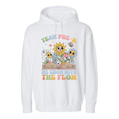 Groovy Preschool Teacher Team Prek Grow With The Flow Garment-Dyed Fleece Hoodie