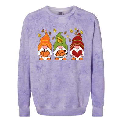 Gnomes Pumpkin Turkey Thanksgiving Day Cute Fall Autumn Colorblast Crewneck Sweatshirt