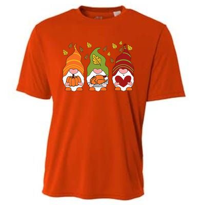 Gnomes Pumpkin Turkey Thanksgiving Day Cute Fall Autumn Cooling Performance Crew T-Shirt