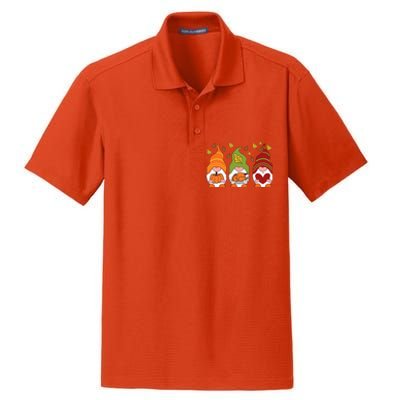 Gnomes Pumpkin Turkey Thanksgiving Day Cute Fall Autumn Dry Zone Grid Polo