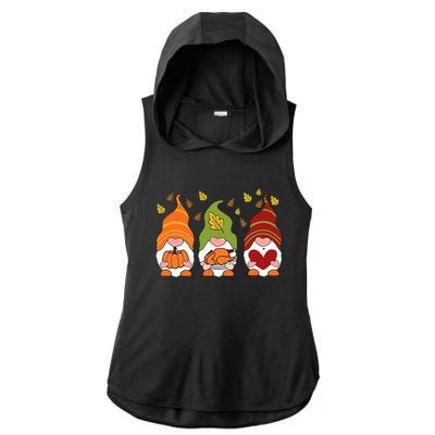 Gnomes Pumpkin Turkey Thanksgiving Day Cute Fall Autumn Ladies PosiCharge Tri-Blend Wicking Draft Hoodie Tank