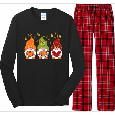 Gnomes Pumpkin Turkey Thanksgiving Day Cute Fall Autumn Long Sleeve Pajama Set