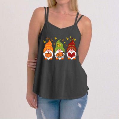 Gnomes Pumpkin Turkey Thanksgiving Day Cute Fall Autumn Women's Strappy Tank