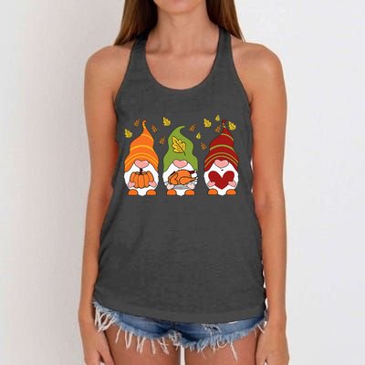 Gnomes Pumpkin Turkey Thanksgiving Day Cute Fall Autumn Women's Knotted Racerback Tank