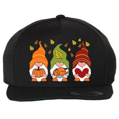 Gnomes Pumpkin Turkey Thanksgiving Day Cute Fall Autumn Wool Snapback Cap