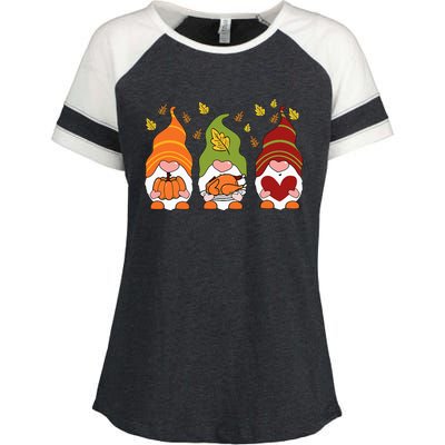 Gnomes Pumpkin Turkey Thanksgiving Day Cute Fall Autumn Enza Ladies Jersey Colorblock Tee