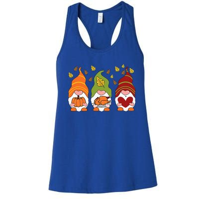 Gnomes Pumpkin Turkey Thanksgiving Day Cute Fall Autumn Women's Racerback Tank