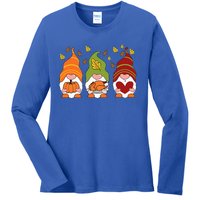 Gnomes Pumpkin Turkey Thanksgiving Day Cute Fall Autumn Ladies Long Sleeve Shirt