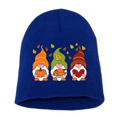 Gnomes Pumpkin Turkey Thanksgiving Day Cute Fall Autumn Short Acrylic Beanie