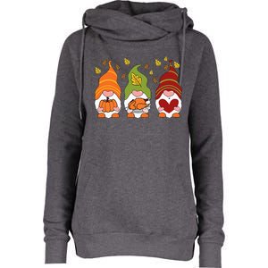 Gnomes Pumpkin Turkey Thanksgiving Day Cute Fall Autumn Womens Funnel Neck Pullover Hood