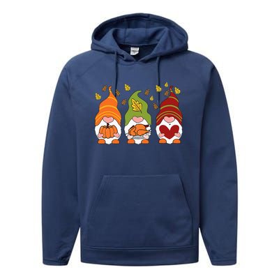 Gnomes Pumpkin Turkey Thanksgiving Day Cute Fall Autumn Performance Fleece Hoodie