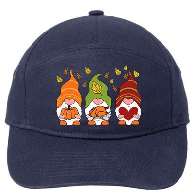 Gnomes Pumpkin Turkey Thanksgiving Day Cute Fall Autumn 7-Panel Snapback Hat