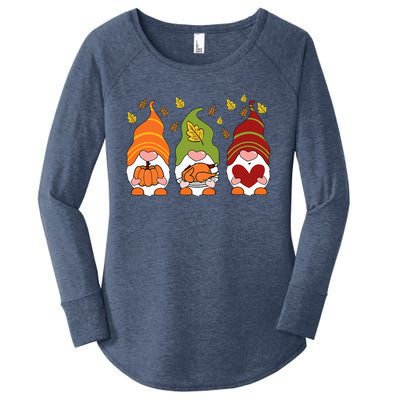 Gnomes Pumpkin Turkey Thanksgiving Day Cute Fall Autumn Women's Perfect Tri Tunic Long Sleeve Shirt