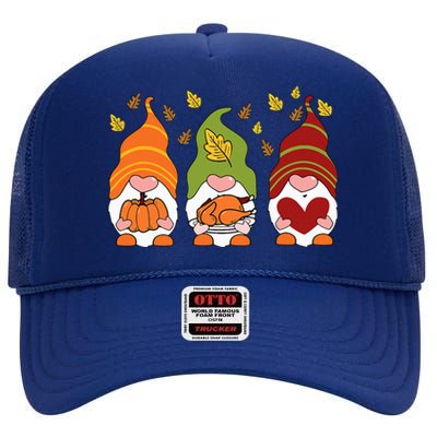 Gnomes Pumpkin Turkey Thanksgiving Day Cute Fall Autumn High Crown Mesh Back Trucker Hat