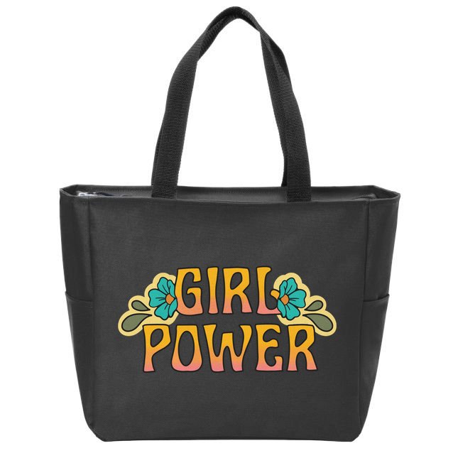 Girl Power Tropical Retro Feminist Zip Tote Bag