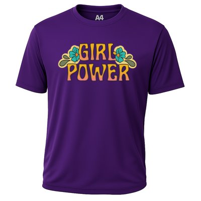 Girl Power Tropical Retro Feminist Cooling Performance Crew T-Shirt