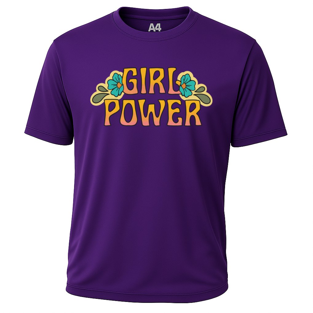Girl Power Tropical Retro Feminist Cooling Performance Crew T-Shirt
