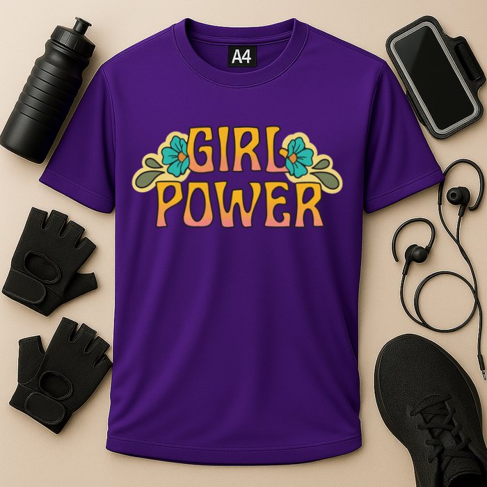 Girl Power Tropical Retro Feminist Cooling Performance Crew T-Shirt
