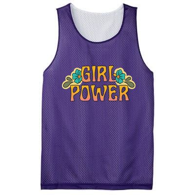 Girl Power Tropical Retro Feminist Mesh Reversible Basketball Jersey Tank