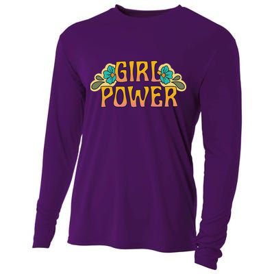Girl Power Tropical Retro Feminist Cooling Performance Long Sleeve Crew