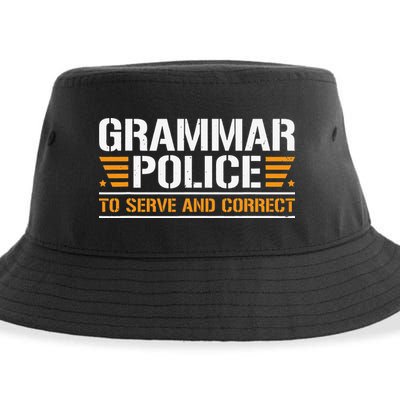 Grammar Police To Serve And Correct Teachers Grammar Sustainable Bucket Hat
