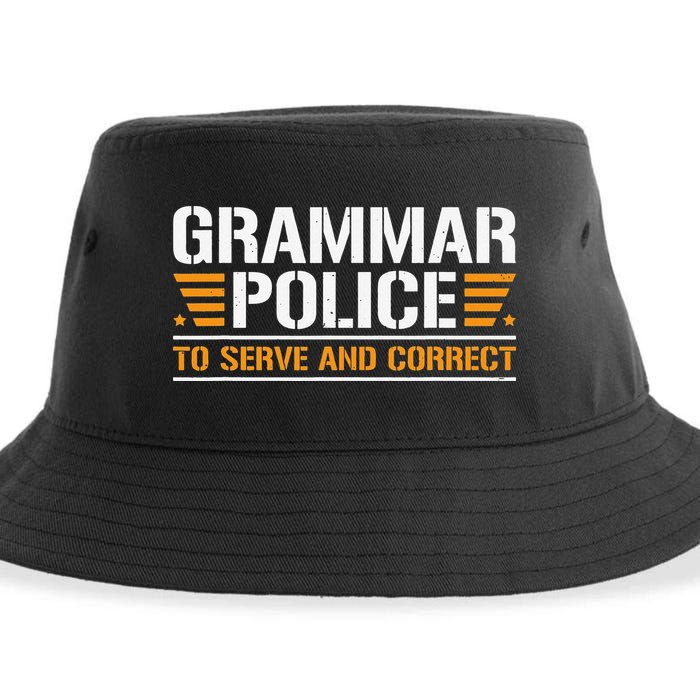 Grammar Police To Serve And Correct Teachers Grammar Sustainable Bucket Hat