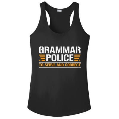 Grammar Police To Serve And Correct Teachers Grammar Ladies PosiCharge Competitor Racerback Tank