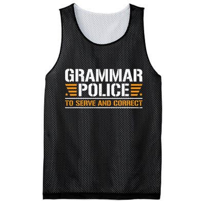 Grammar Police To Serve And Correct Teachers Grammar Mesh Reversible Basketball Jersey Tank