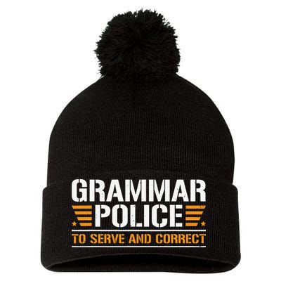 Grammar Police To Serve And Correct Teachers Grammar Pom Pom 12in Knit Beanie
