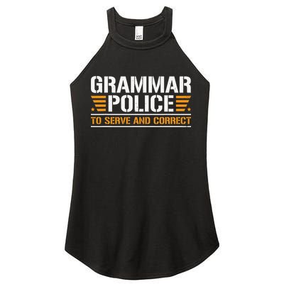 Grammar Police To Serve And Correct Teachers Grammar Women's Perfect Tri Rocker Tank