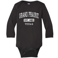 Grand Prairie Texas Tx Vintage Established Sports Baby Long Sleeve Bodysuit