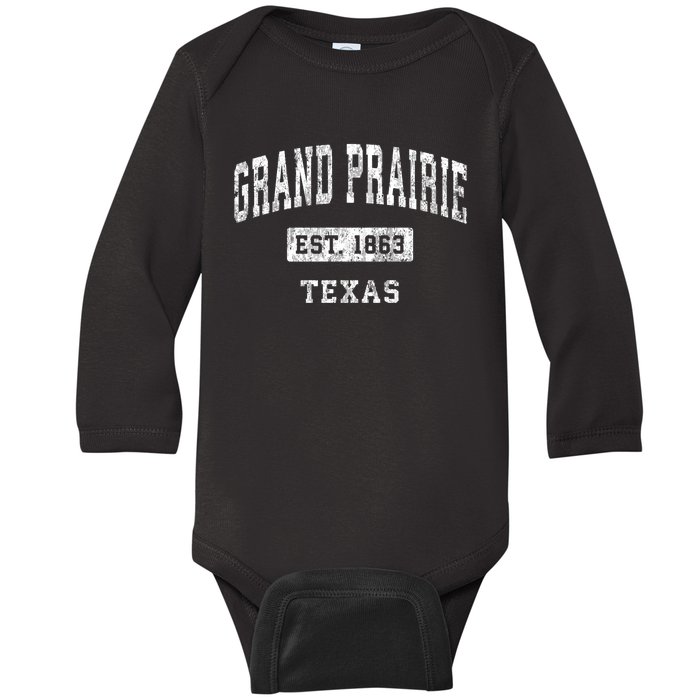 Grand Prairie Texas Tx Vintage Established Sports Baby Long Sleeve Bodysuit