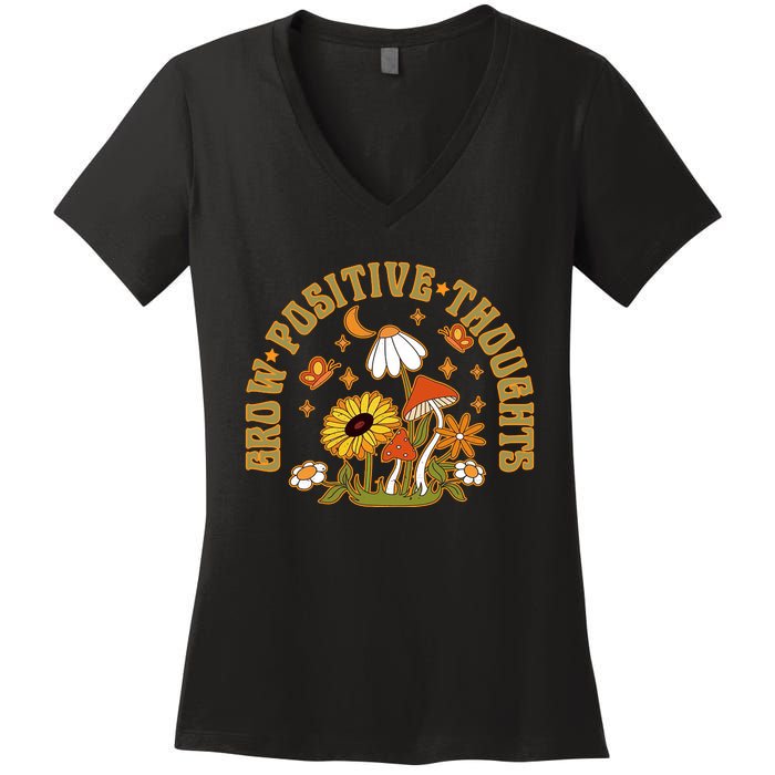 Grow Positive Thoughts Women's V-Neck T-Shirt