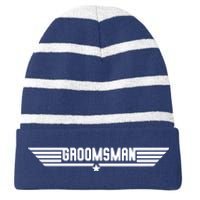 Groomsman Pilot Theme Striped Beanie with Solid Band