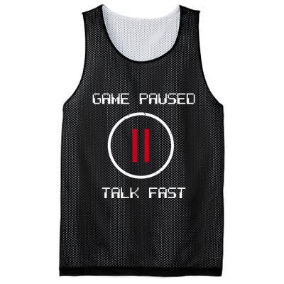 Game Paused Talk Fast Funny Mesh Reversible Basketball Jersey Tank