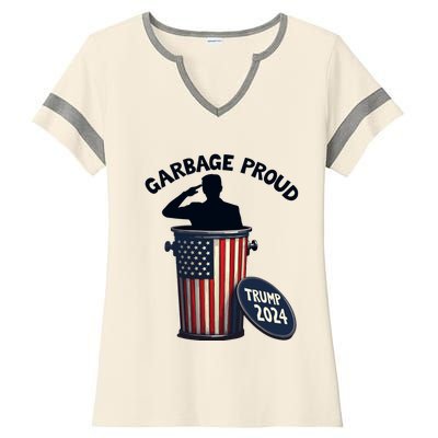 Garbage Proud To Be Garbage Vote Trump Supporters Ladies Halftime Notch Neck Tee