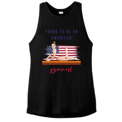 Gymnastics Proud To Be An American Gymnast Meaningful Gift Ladies PosiCharge Tri-Blend Wicking Tank