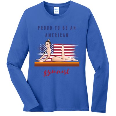 Gymnastics Proud To Be An American Gymnast Meaningful Gift Ladies Long Sleeve Shirt