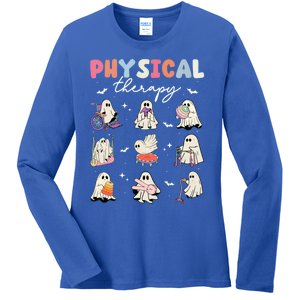 Ghost Physical Therapy Physical Therapist Halloween Groovy Great Gift Ladies Long Sleeve Shirt